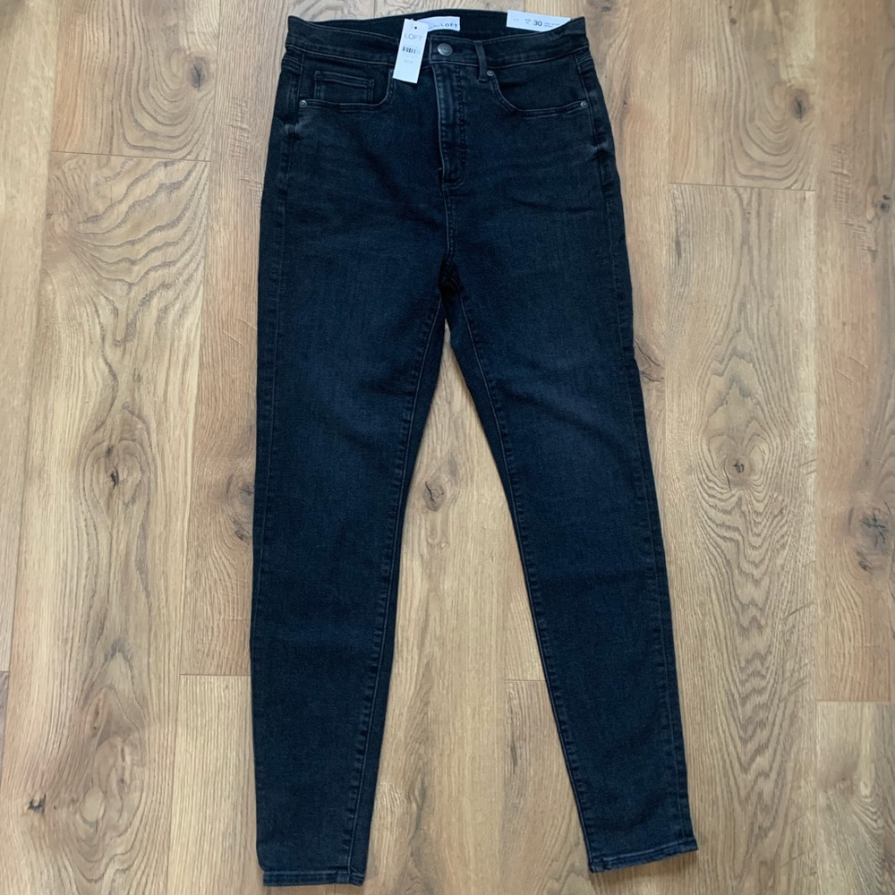 Loft Black Wash High Waist Skinny Jean w/ Slim Pockets size 30 - NWT